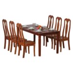 Bàn ăn gỗ tự nhiên Acacia TB03 Hòa Phát - trọn bộ 6 ghế ngồi